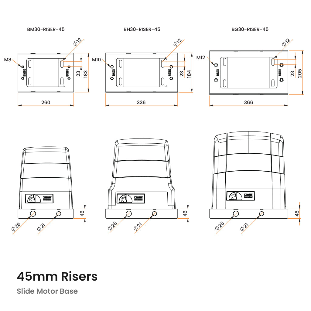 Slide Motor Base Riser