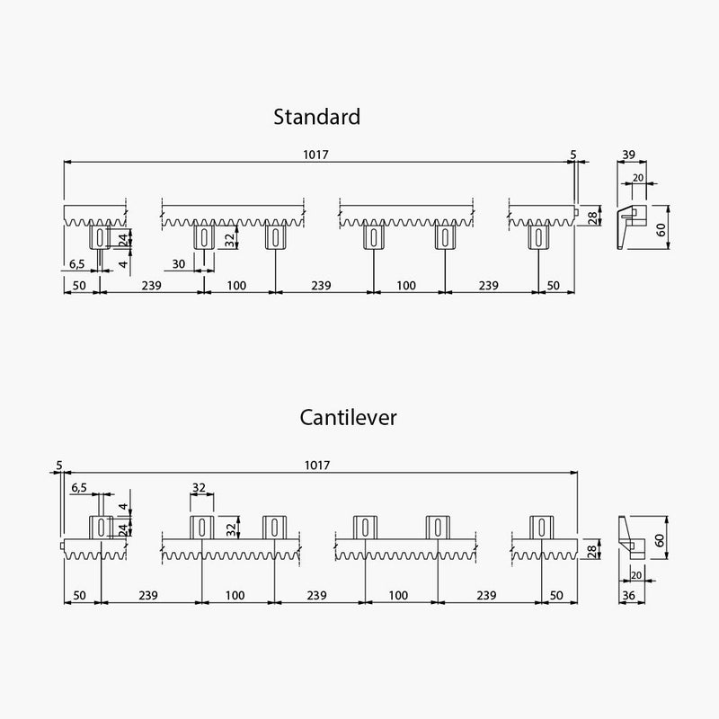 Nylon Gear Rack for Cantilever Gates by Stagnoli | Edgesmith