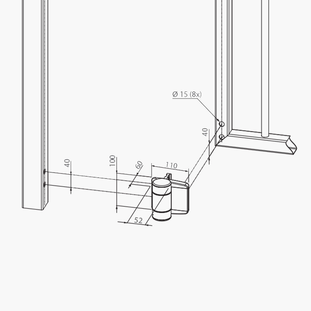 Dino Double Bearing 180 deg Hinge - Dimensions | Edgesmith