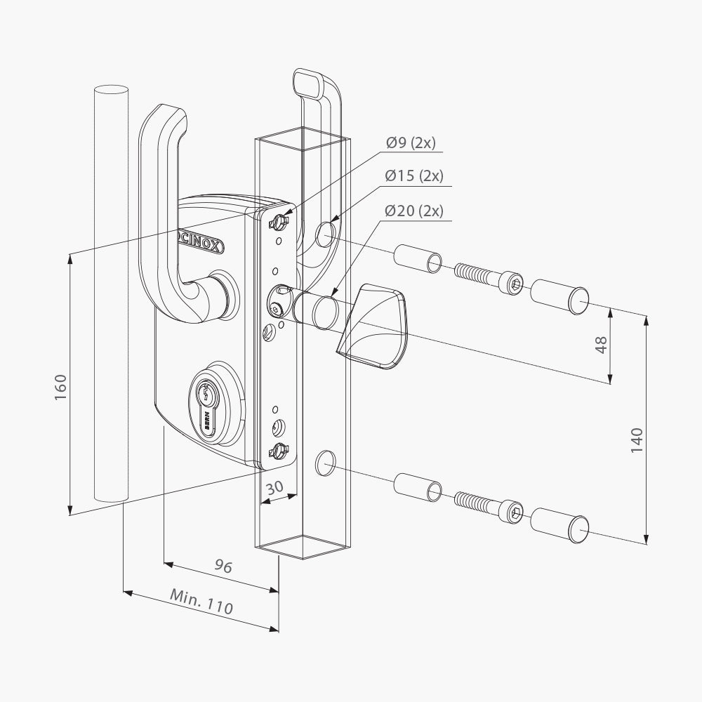 Sliding Gate Lock - Dimensions | Edgesmith