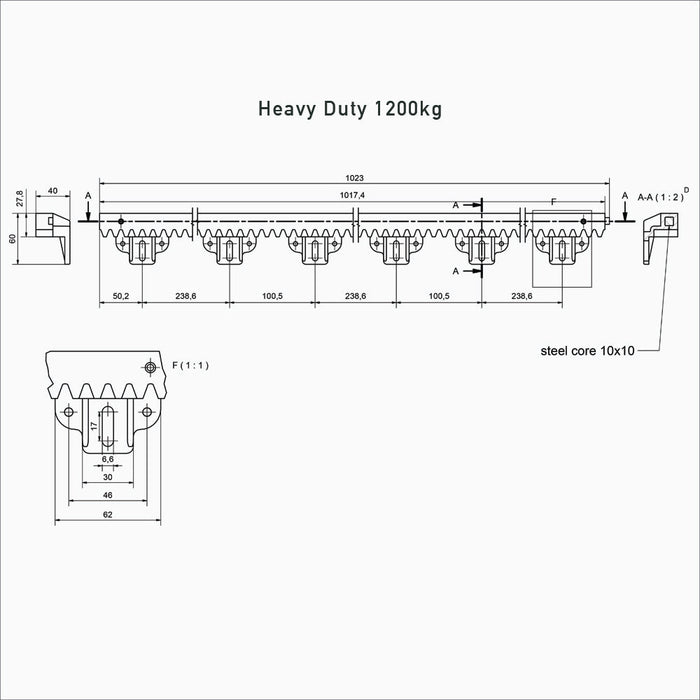 1200Kg Nylon Gear Rack by Stagnoli | Edgesmith