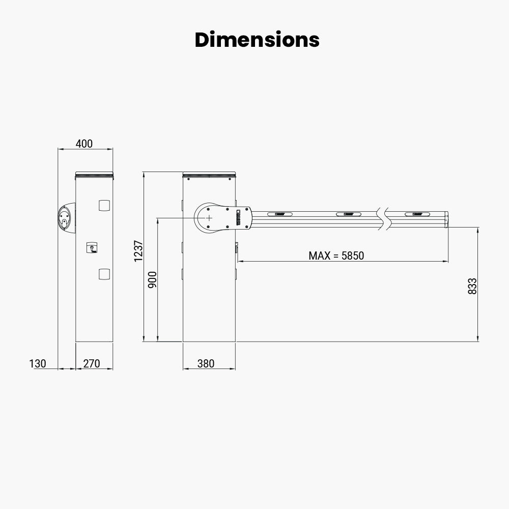 Roger Bionik 4/6m Commercial Barrier Arm | Edgesmith